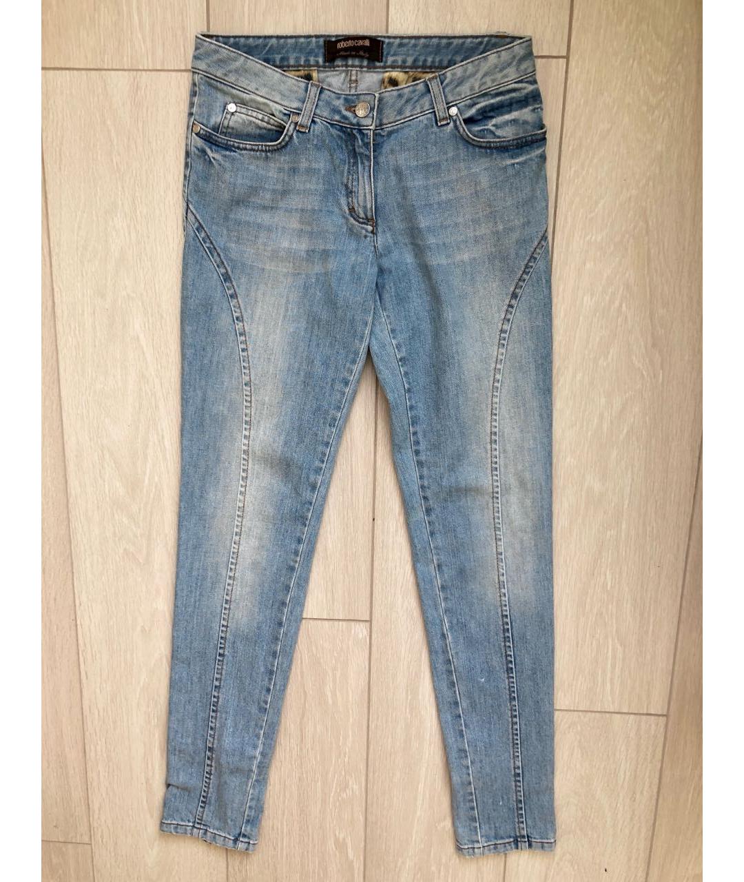 ROBERTO CAVALLI Голубые хлопко-эластановые джинсы слим, фото 9