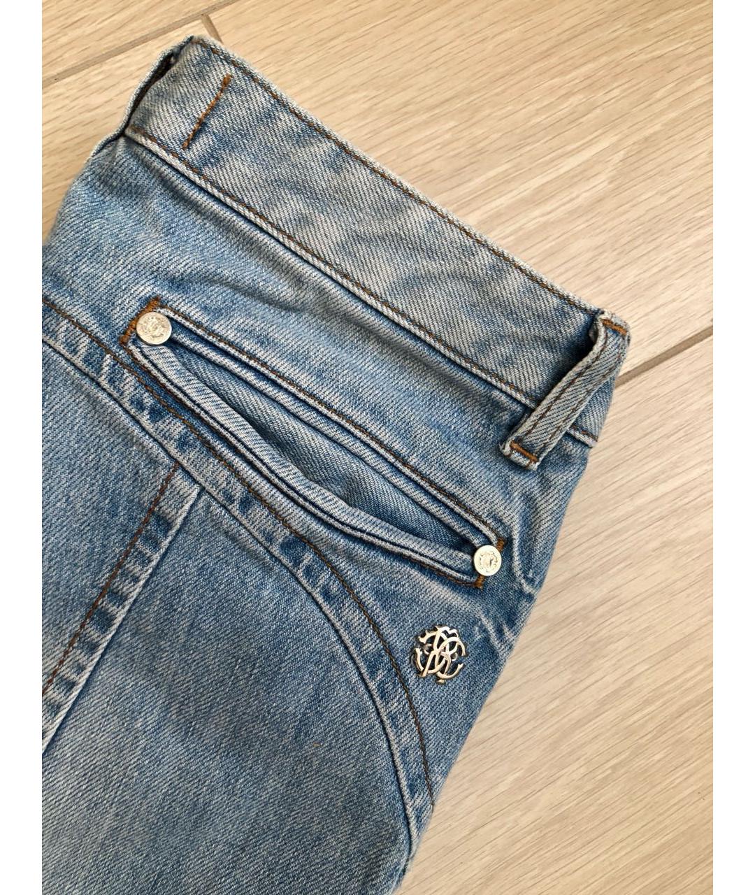 ROBERTO CAVALLI Голубые хлопко-эластановые джинсы слим, фото 6