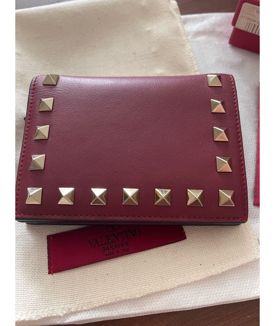 VALENTINO Бордовый кожаный кошелек, фото 2