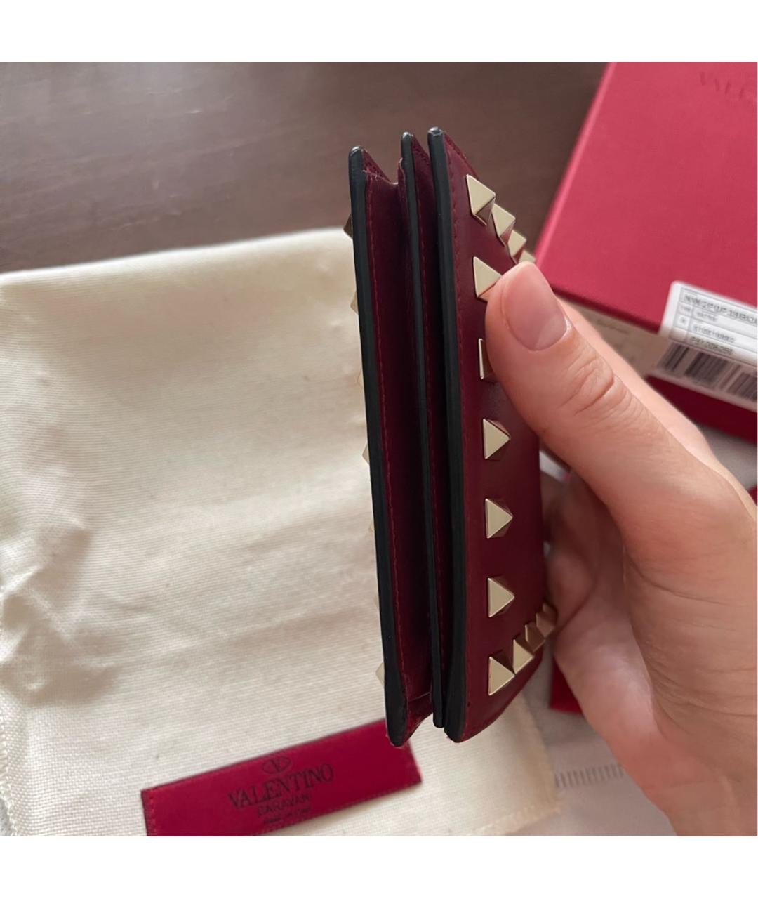 VALENTINO Бордовый кожаный кошелек, фото 7