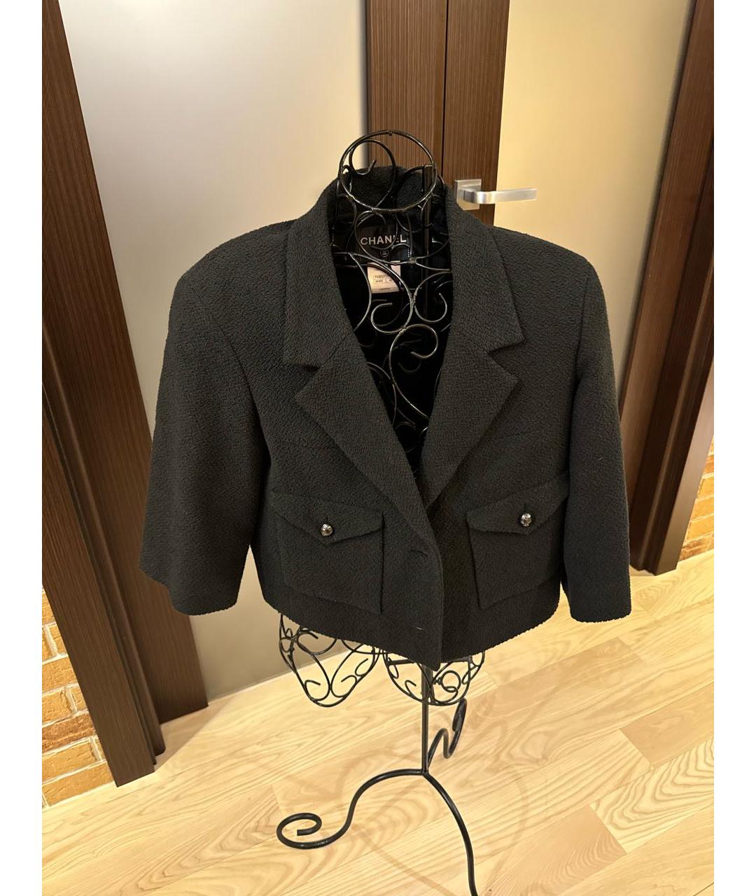 CHANEL Черный хлопковый жакет/пиджак, фото 5