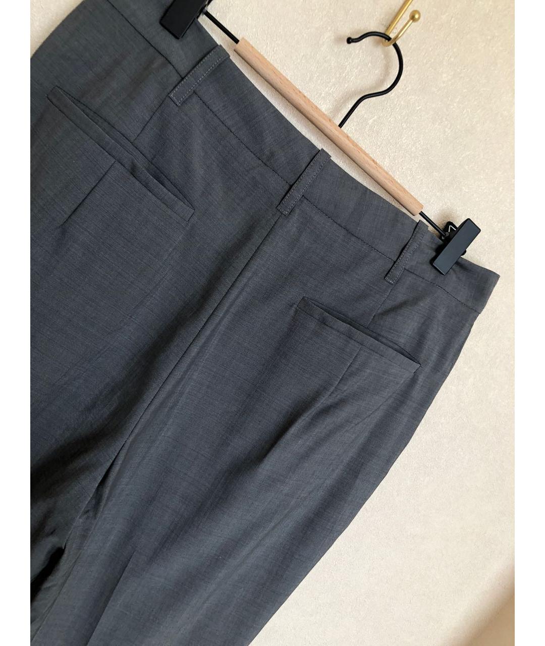 BARBARA BUI Серые шерстяные прямые брюки, фото 5