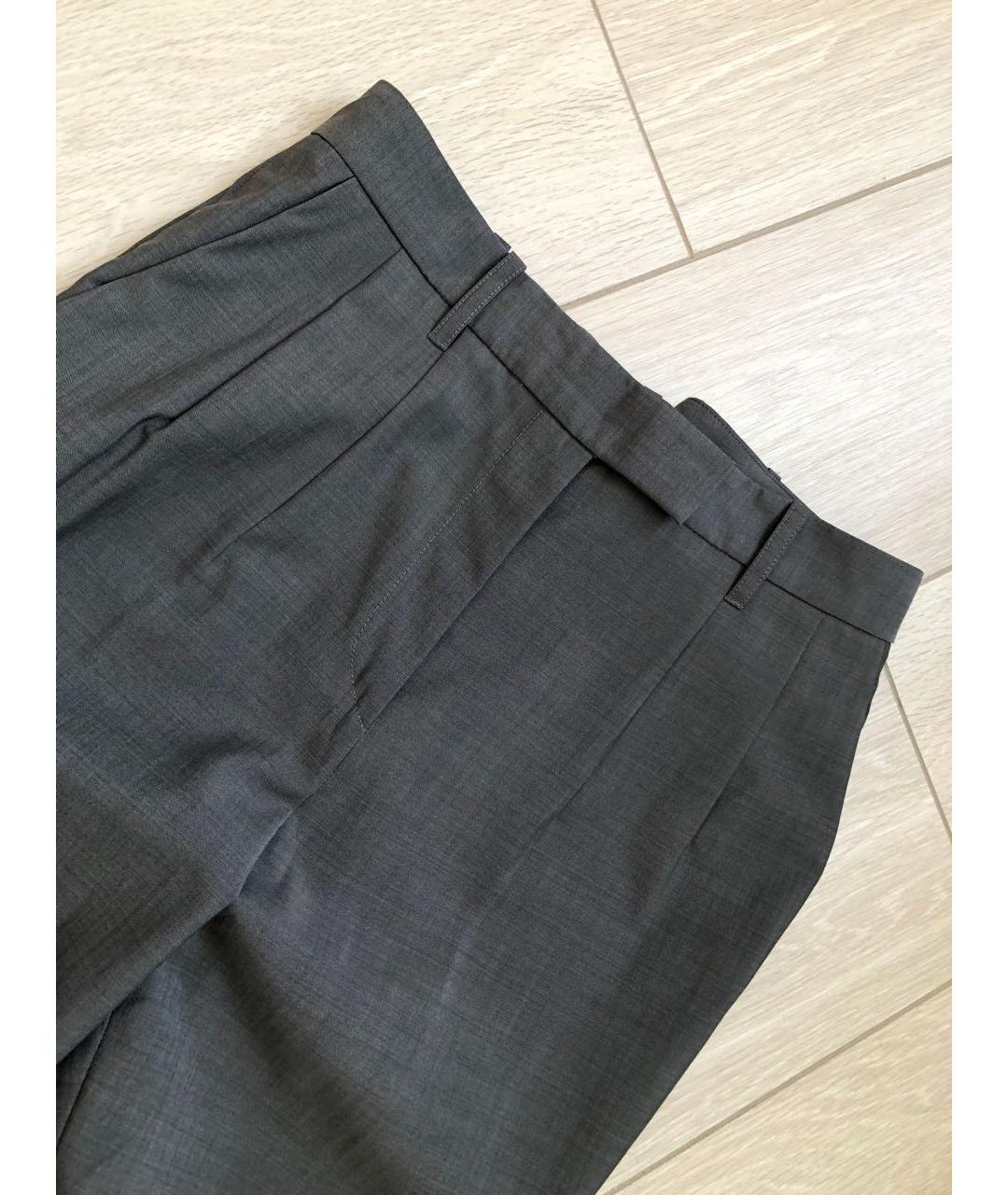 BARBARA BUI Серые шерстяные прямые брюки, фото 8