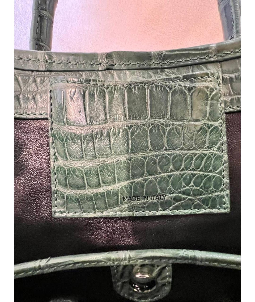 RALPH LAUREN Зеленая кожаная сумка с короткими ручками, фото 7