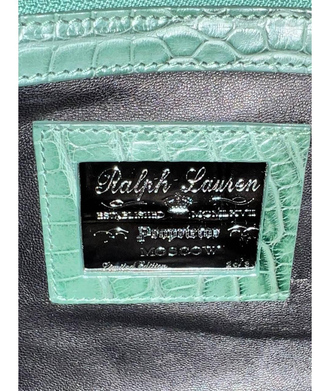 RALPH LAUREN Зеленая кожаная сумка с короткими ручками, фото 5