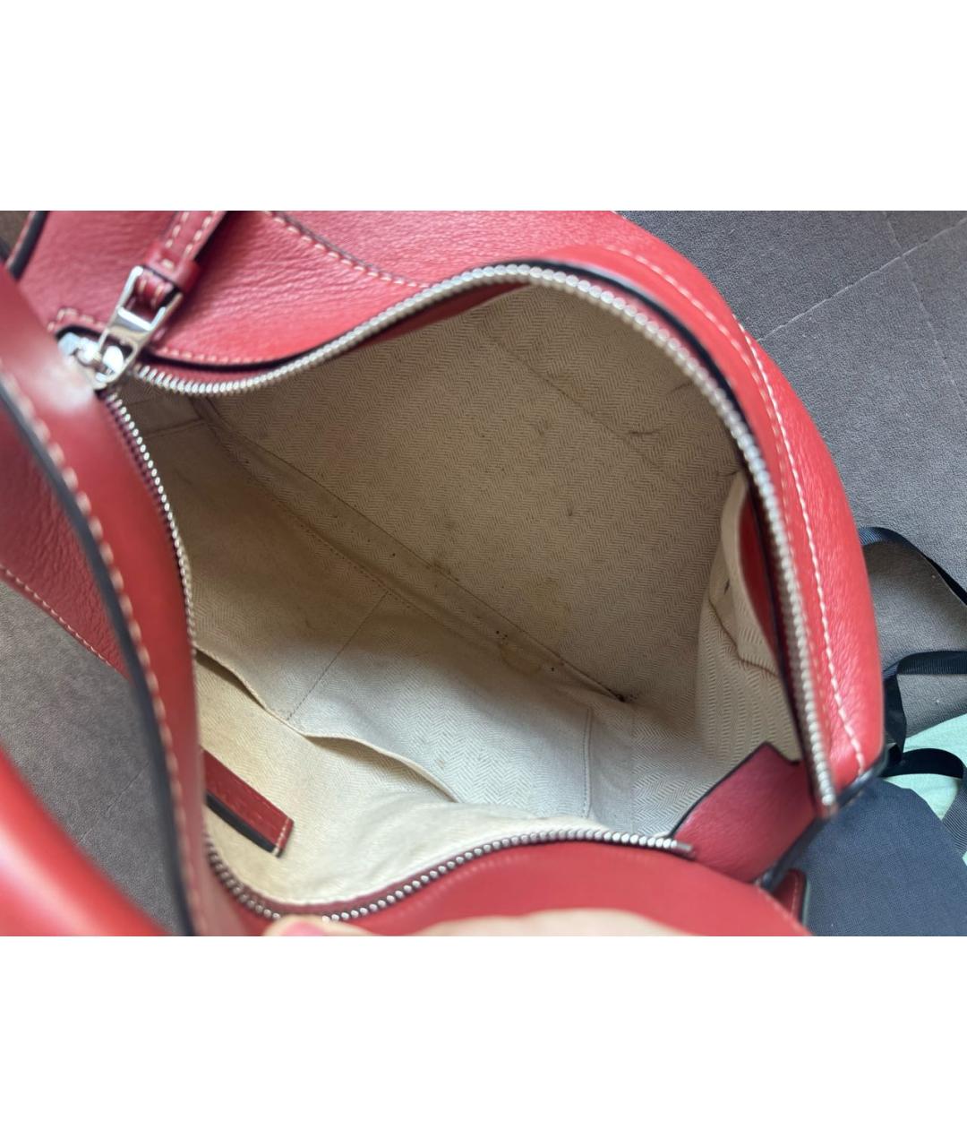 LOEWE Бордовая кожаная сумка через плечо, фото 4