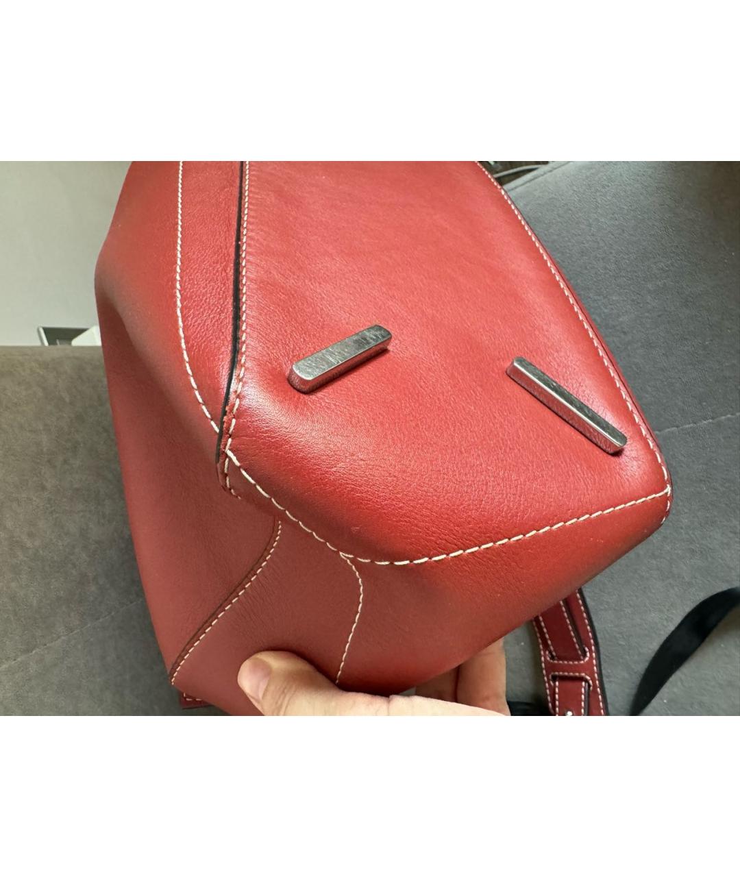 LOEWE Бордовая кожаная сумка через плечо, фото 5