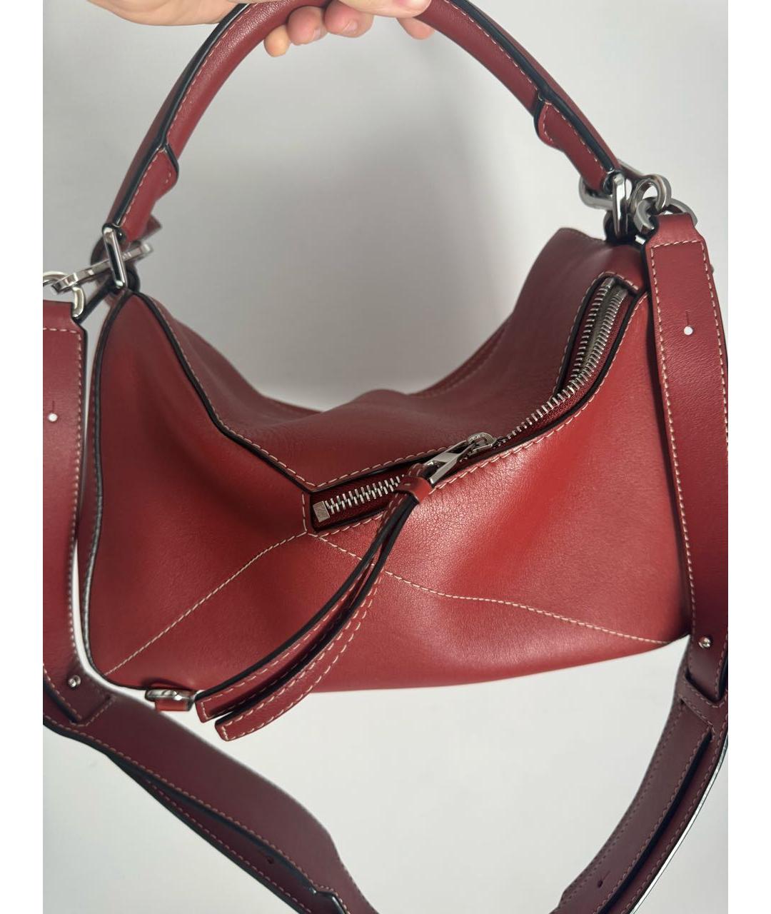 LOEWE Бордовая кожаная сумка через плечо, фото 3