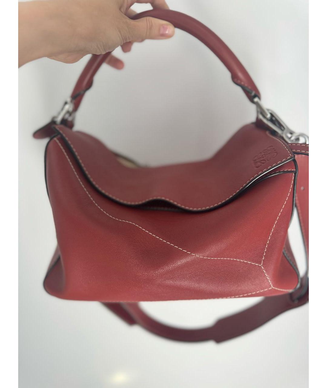 LOEWE Бордовая кожаная сумка через плечо, фото 8