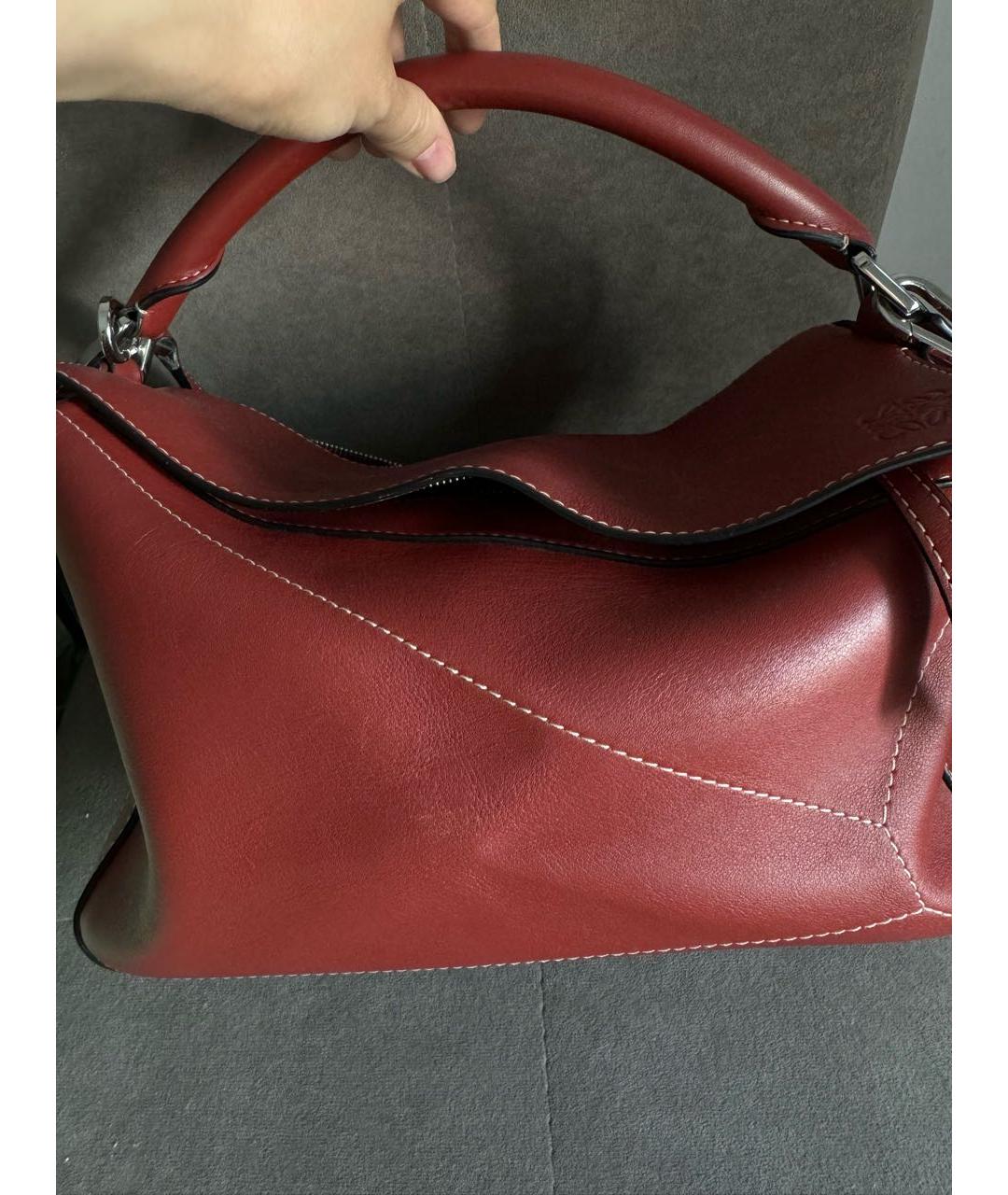 LOEWE Бордовая кожаная сумка через плечо, фото 6