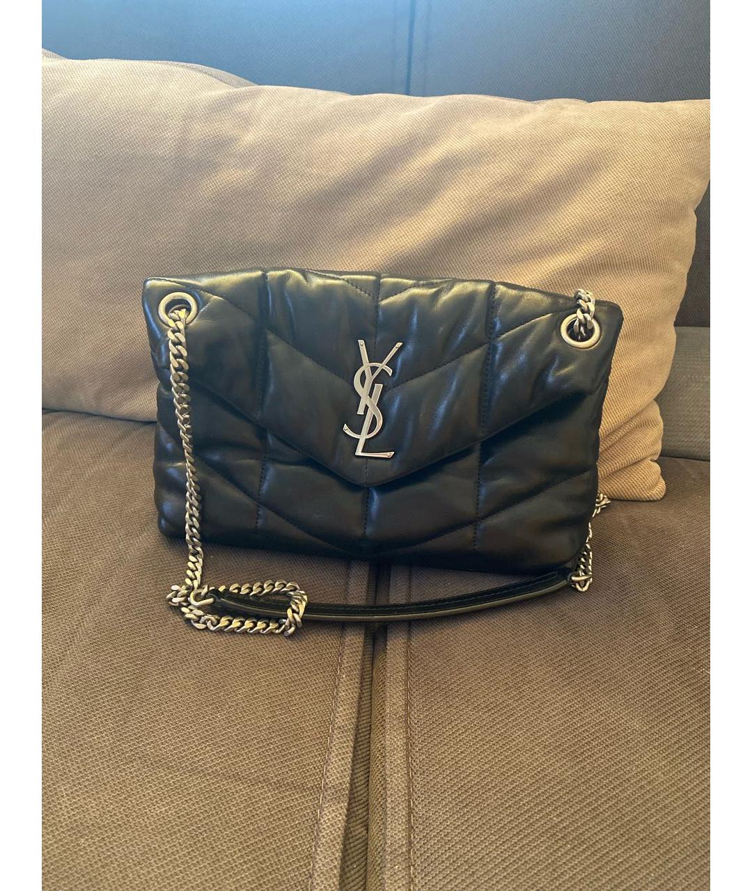 SAINT LAURENT Черная кожаная сумка через плечо, фото 2