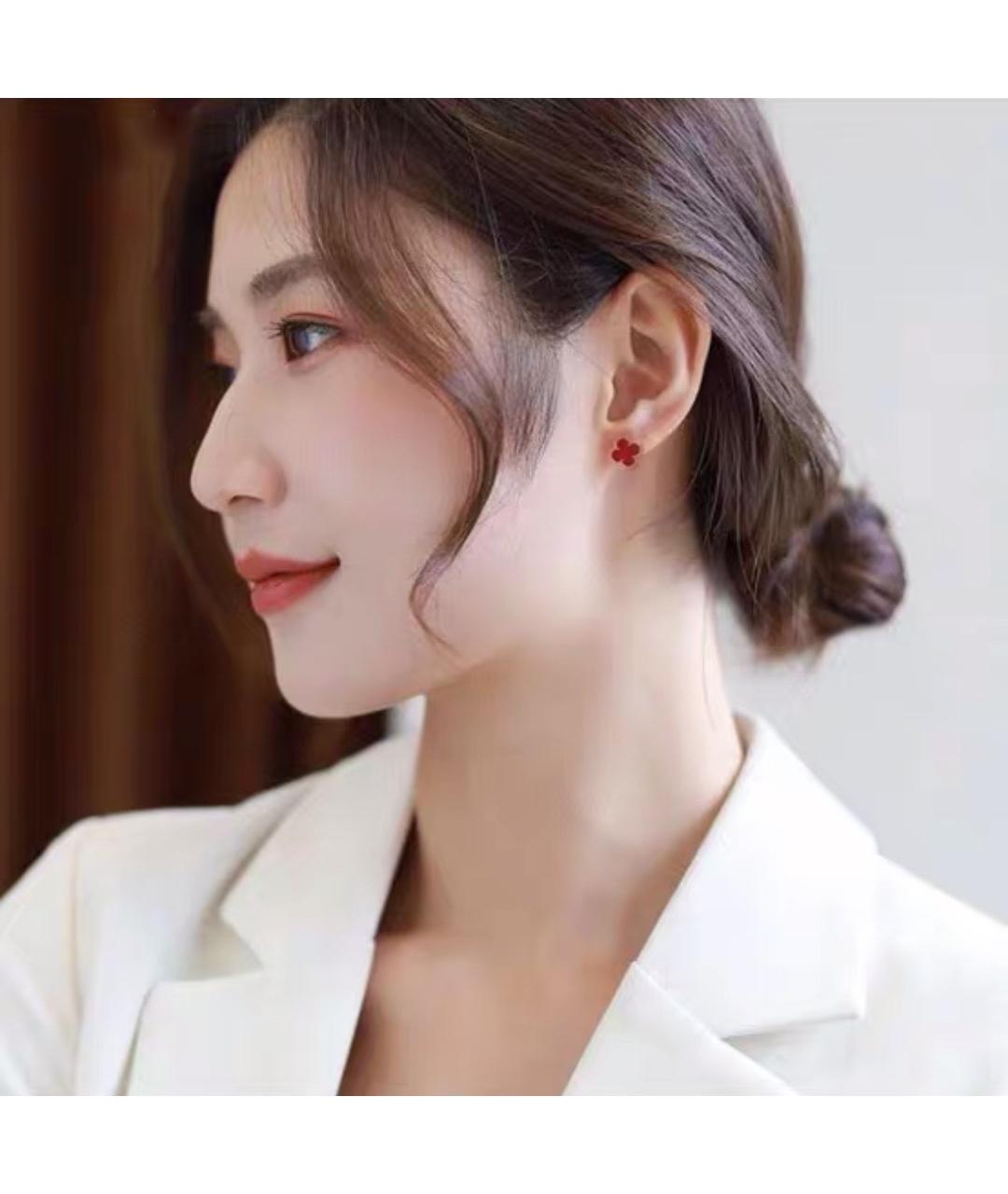 VAN CLEEF & ARPELS Бордовые серьги из желтого золота, фото 6