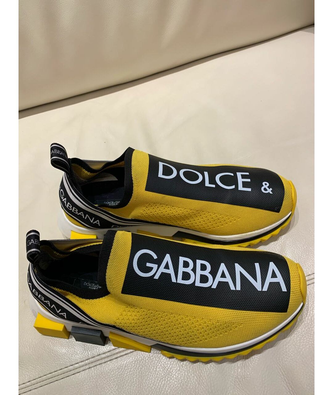 DOLCE&GABBANA Желтые текстильные низкие кроссовки / кеды, фото 3