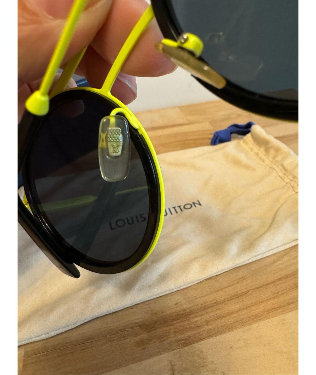 LOUIS VUITTON Желтые металлические солнцезащитные очки, фото 6