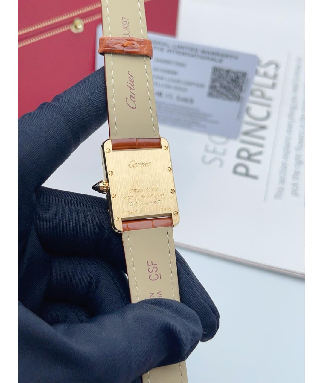 CARTIER Белые часы из желтого золота, фото 6