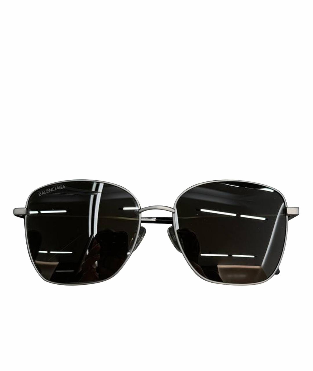 BALENCIAGA Серебряные металлические солнцезащитные очки, фото 1