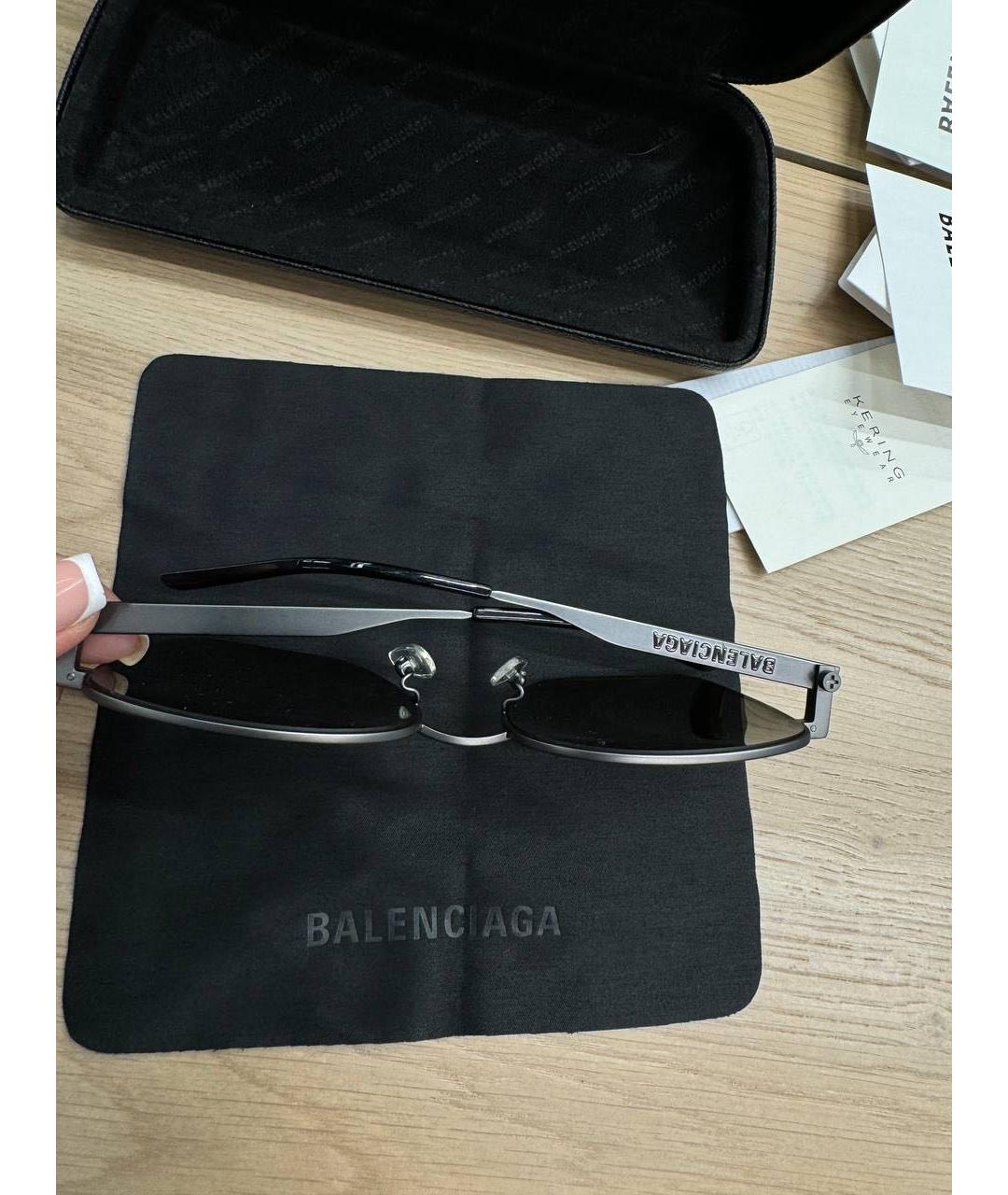 BALENCIAGA Серебряные металлические солнцезащитные очки, фото 3