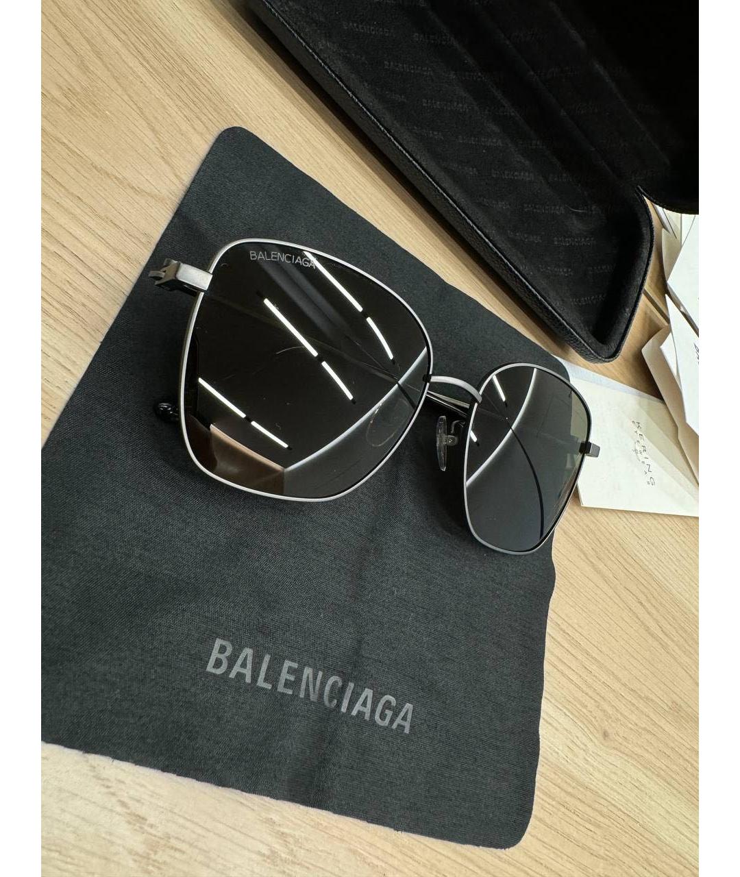 BALENCIAGA Серебряные металлические солнцезащитные очки, фото 4