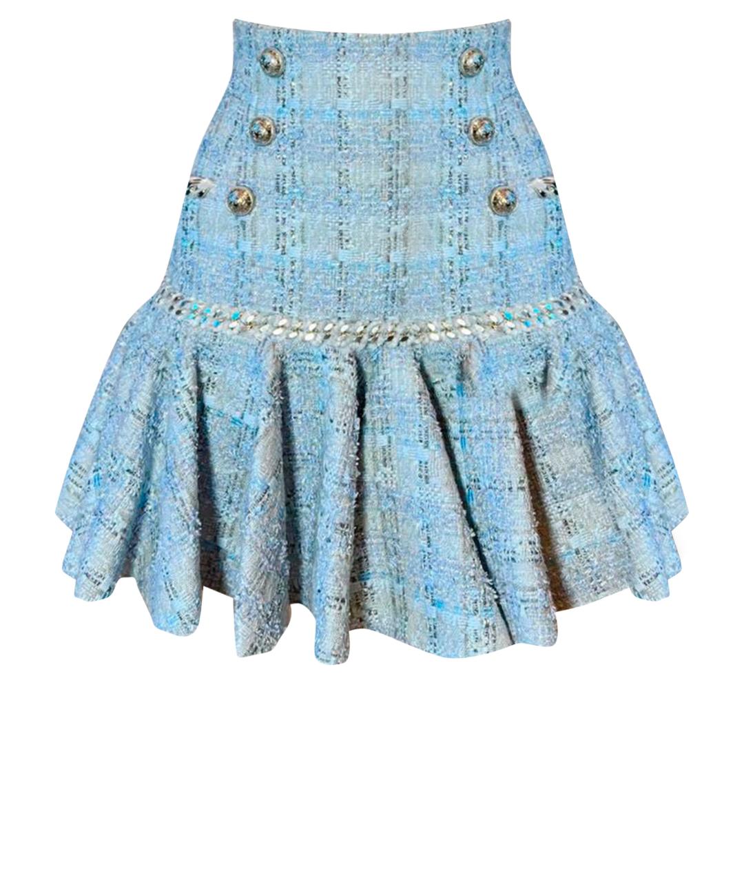 BALMAIN Голубая юбка мини, фото 1