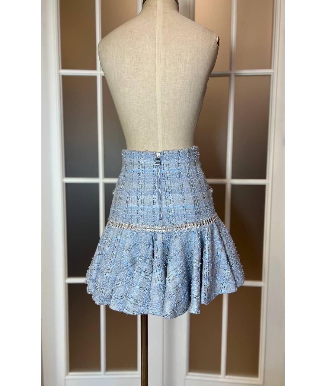 BALMAIN Голубая юбка мини, фото 2