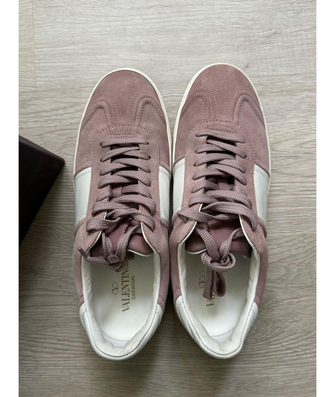 VALENTINO Розовые замшевые низкие кроссовки / кеды, фото 2