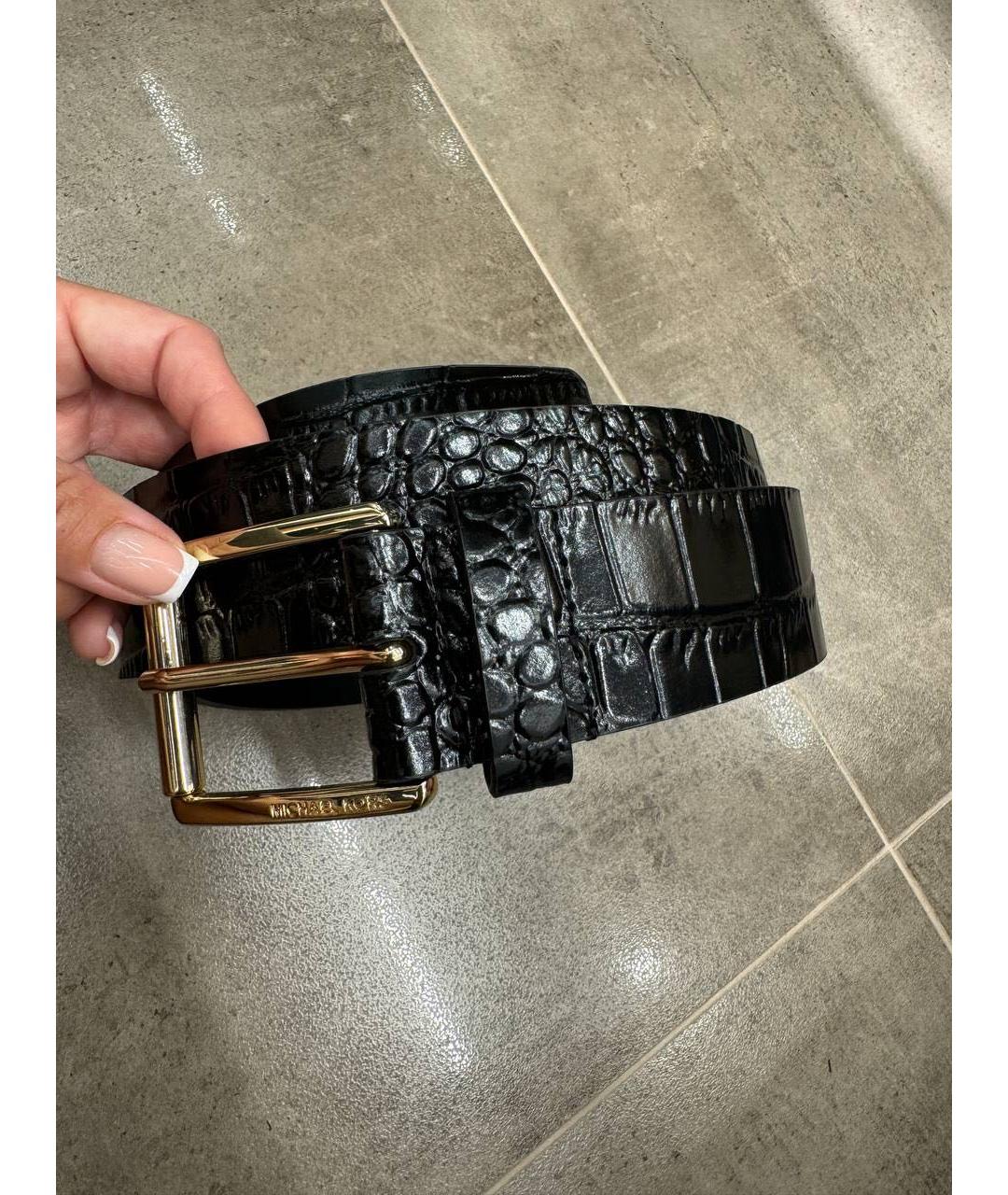MICHAEL KORS Черный кожаный ремень, фото 4