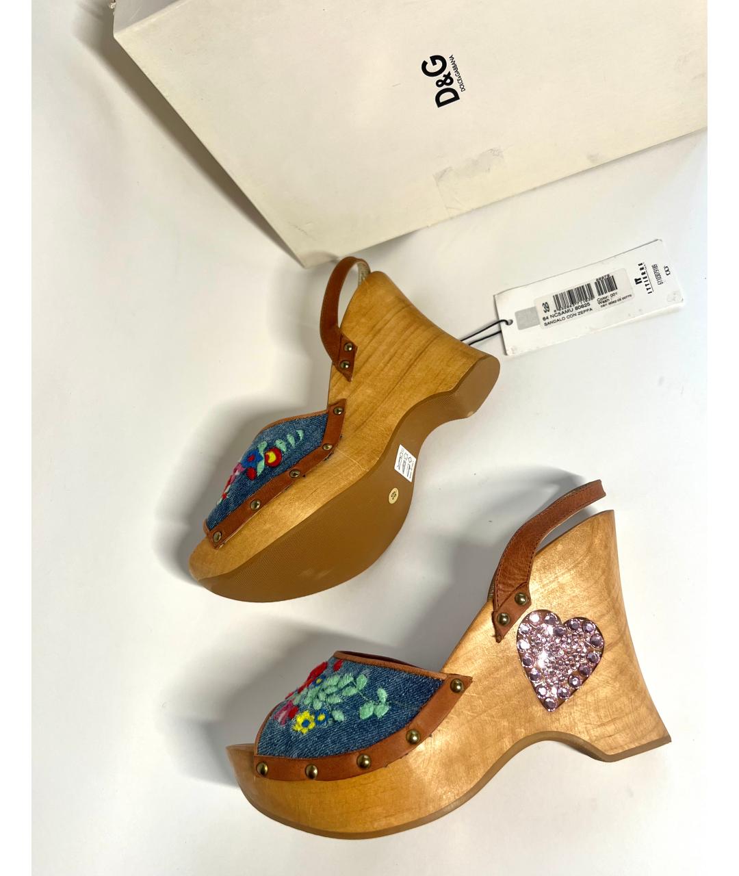 DOLCE&GABBANA Голубые текстильные босоножки, фото 8