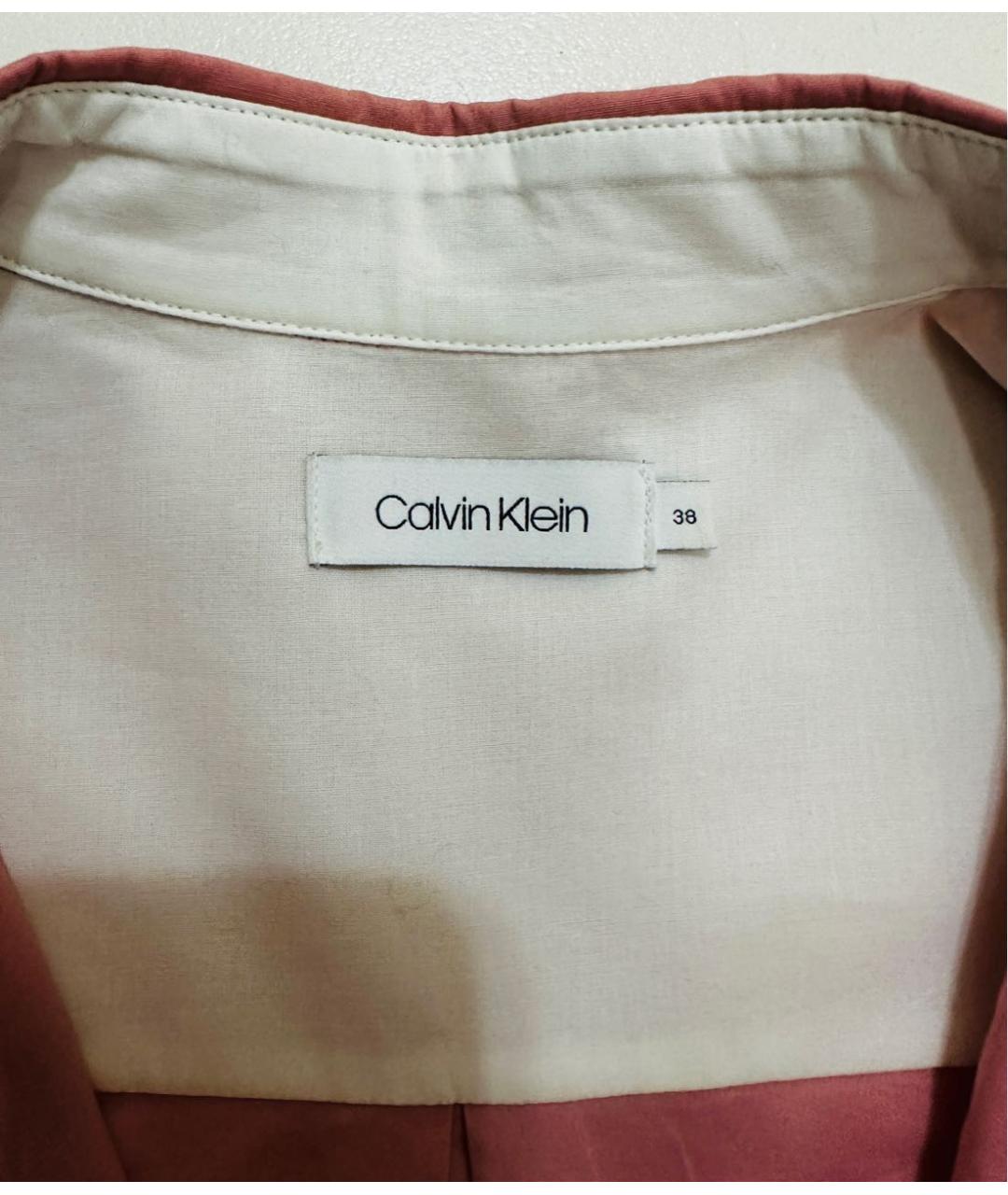 CALVIN KLEIN Розовое хлопко-эластановое повседневное платье, фото 4