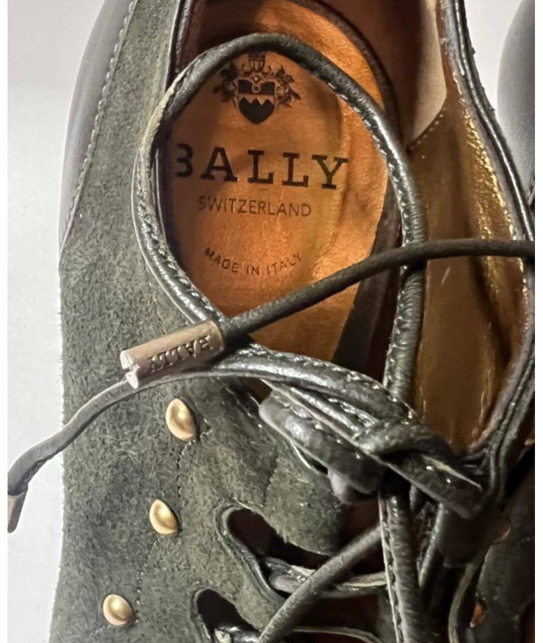 BALLY Антрацитовые кожаные босоножки, фото 7