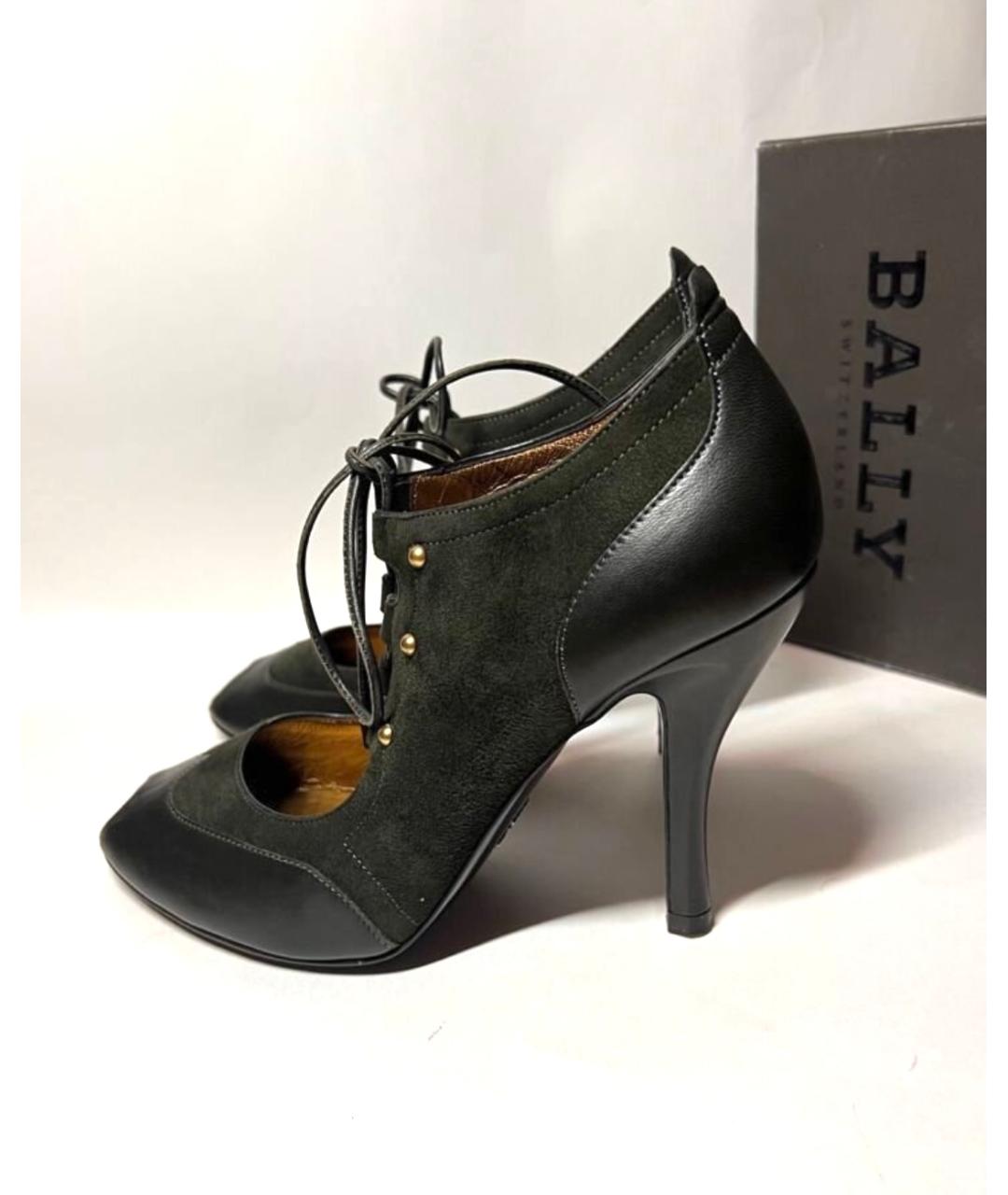 BALLY Антрацитовые кожаные босоножки, фото 10