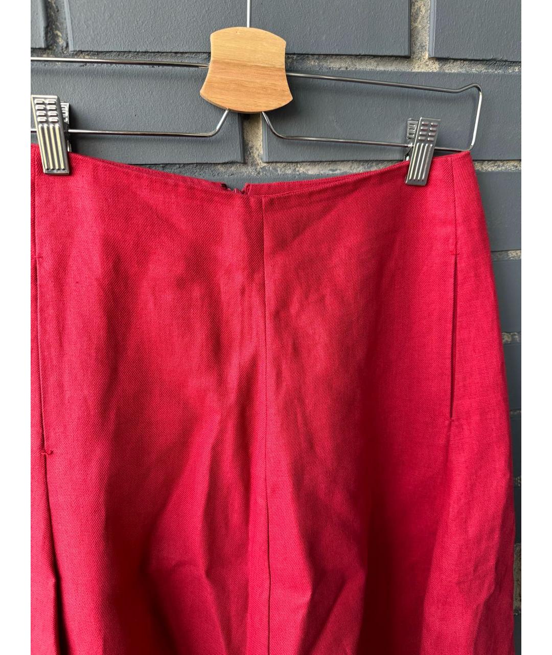 LORO PIANA Красная льняная юбка мини, фото 3