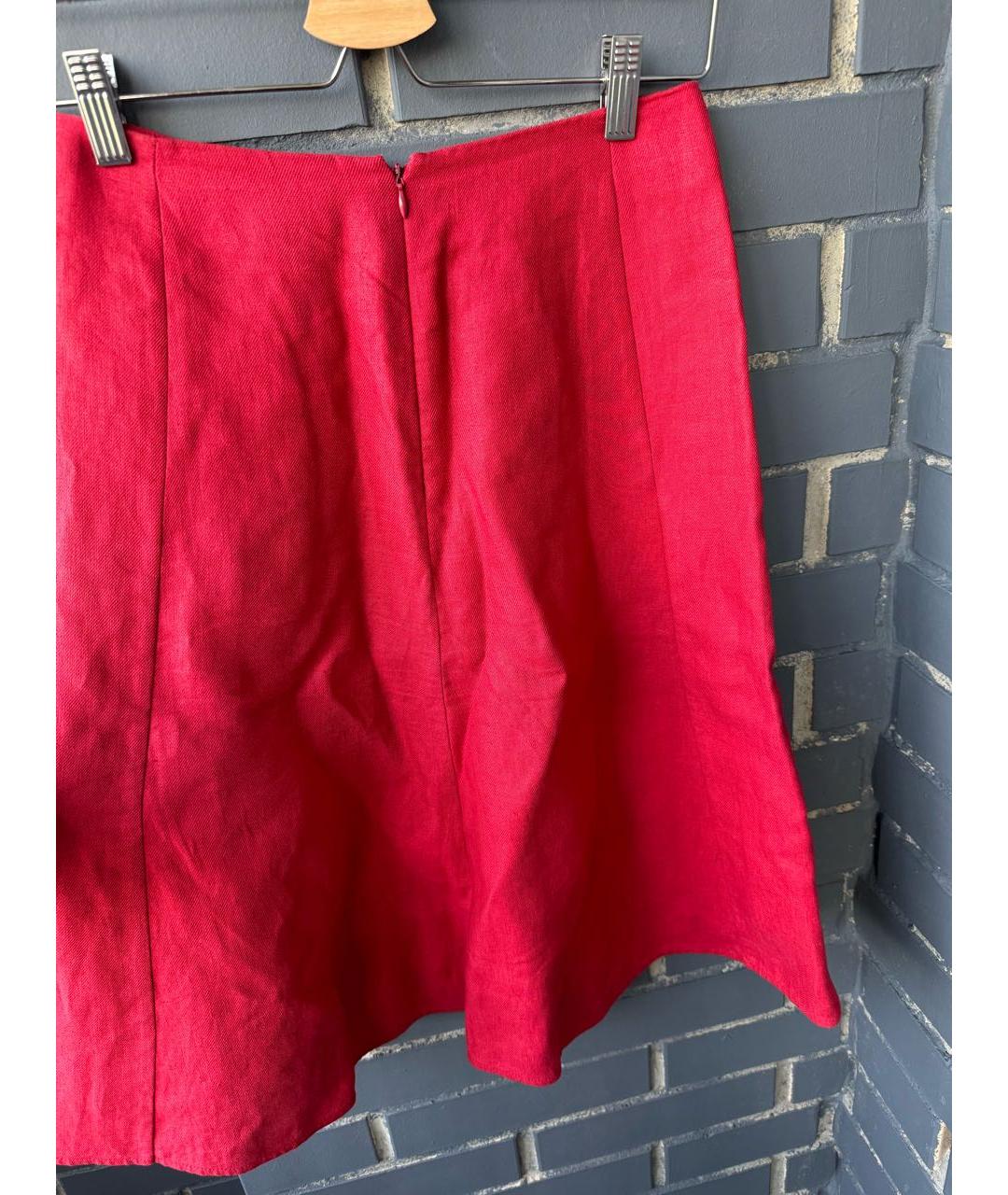 LORO PIANA Красная льняная юбка мини, фото 2