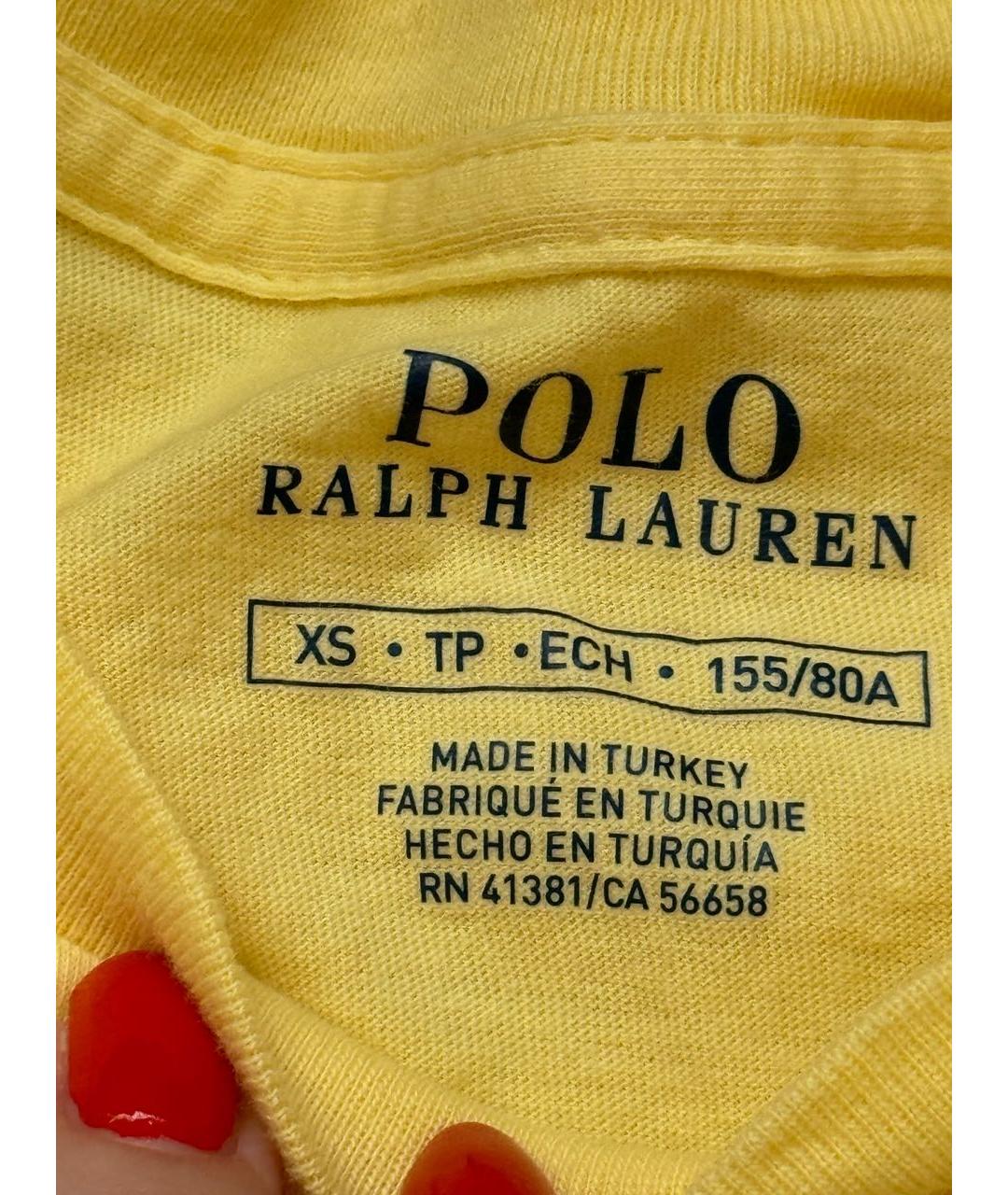 POLO RALPH LAUREN Желтая хлопковая футболка, фото 3