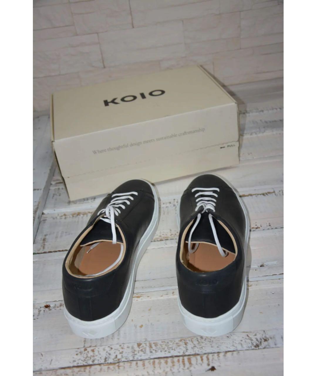 KOIO Черные кожаные низкие кроссовки / кеды, фото 4