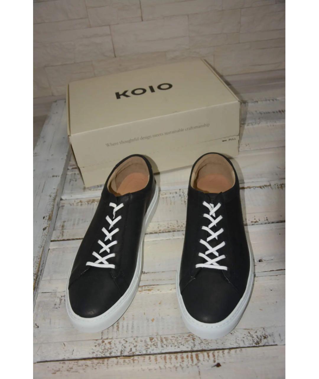 KOIO Черные кожаные низкие кроссовки / кеды, фото 2