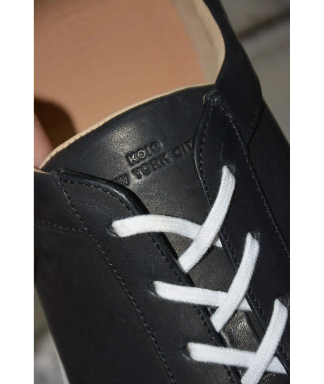 KOIO Черные кожаные низкие кроссовки / кеды, фото 3