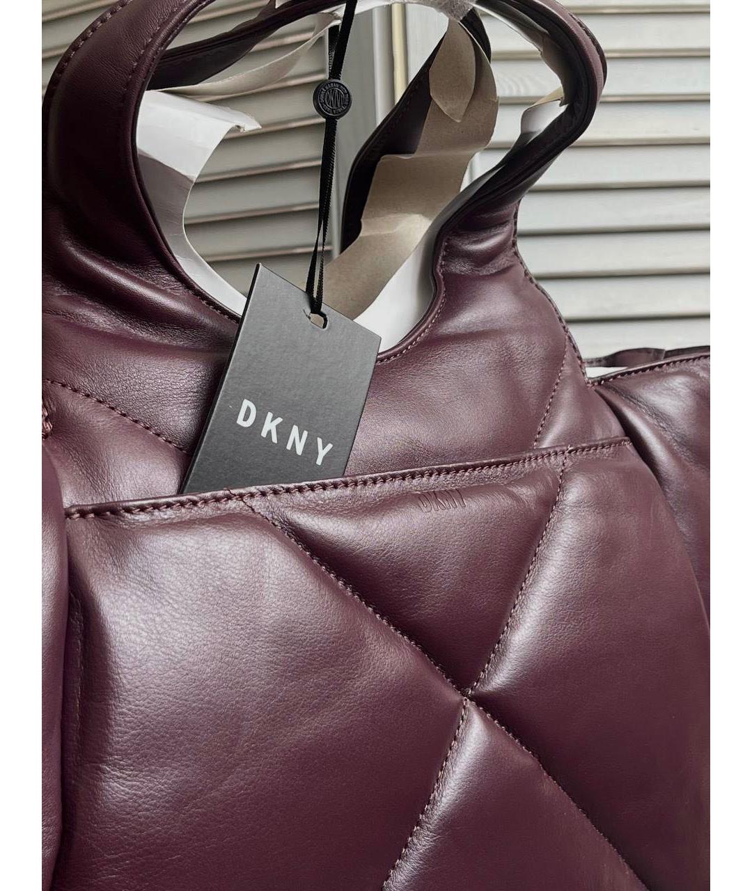 DKNY Бордовая кожаная сумка тоут, фото 8