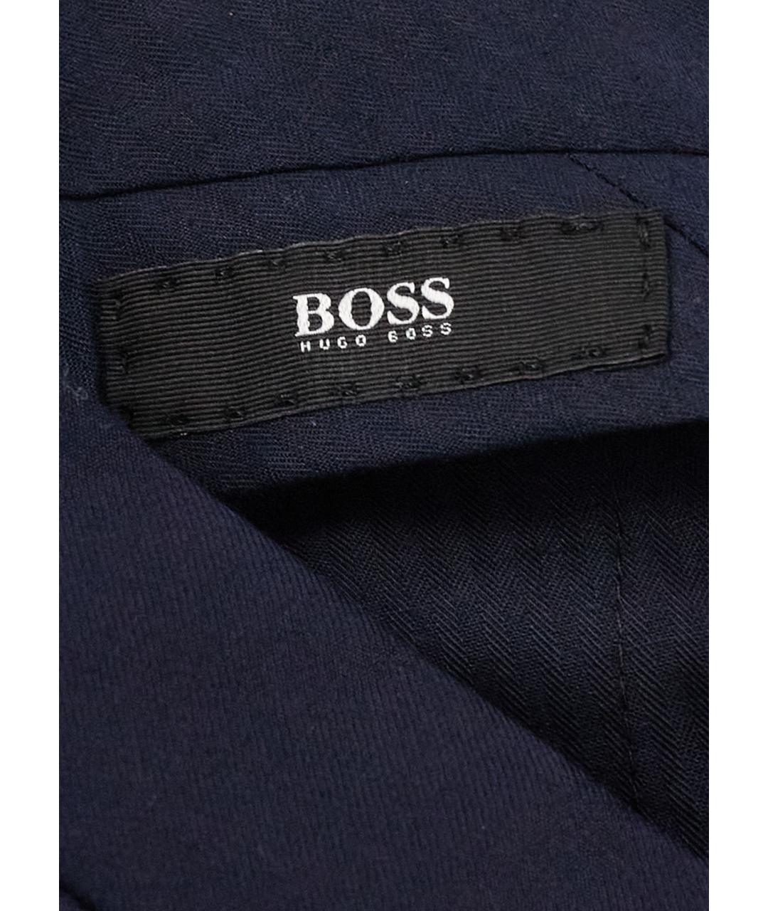 HUGO BOSS Темно-синие шерстяные классические брюки, фото 3