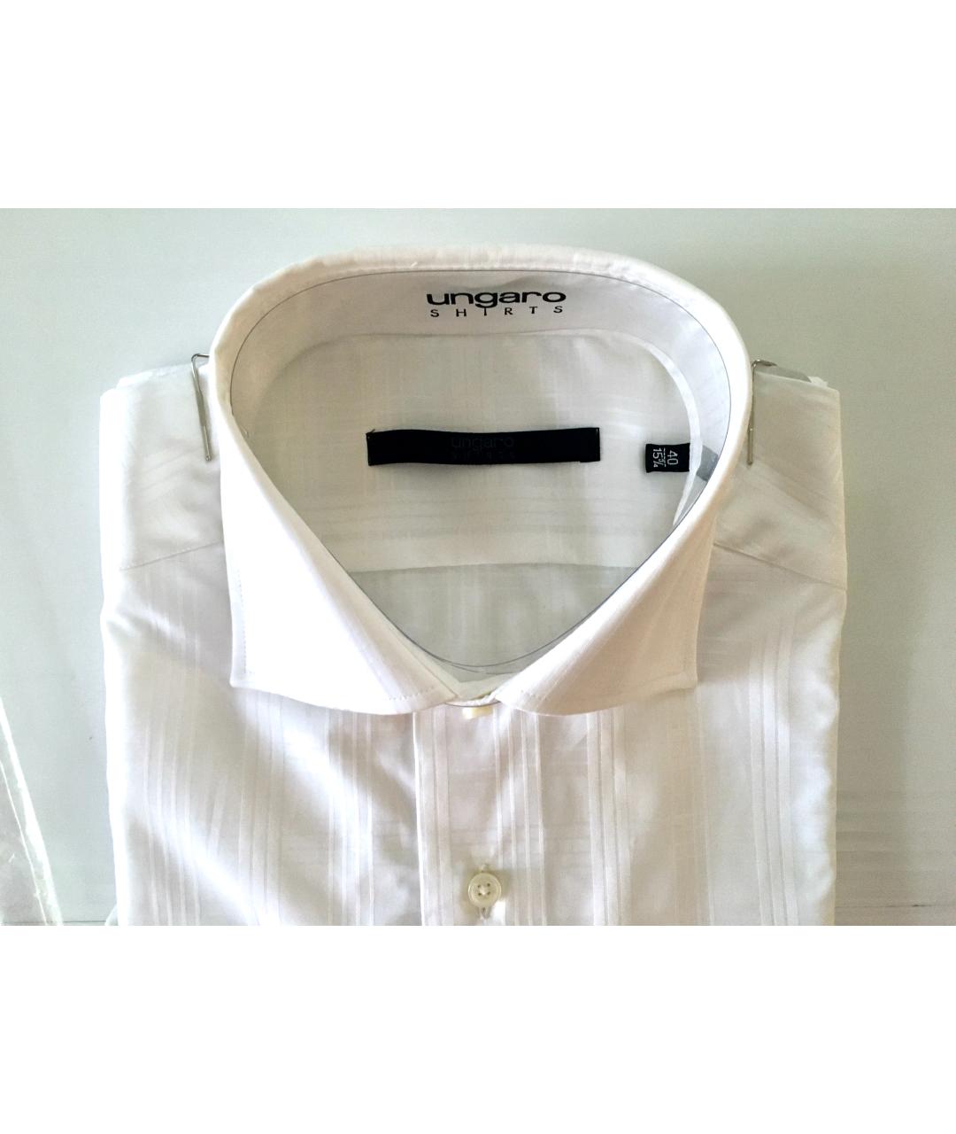 EMANUEL UNGARO Белая хлопковая классическая рубашка, фото 3