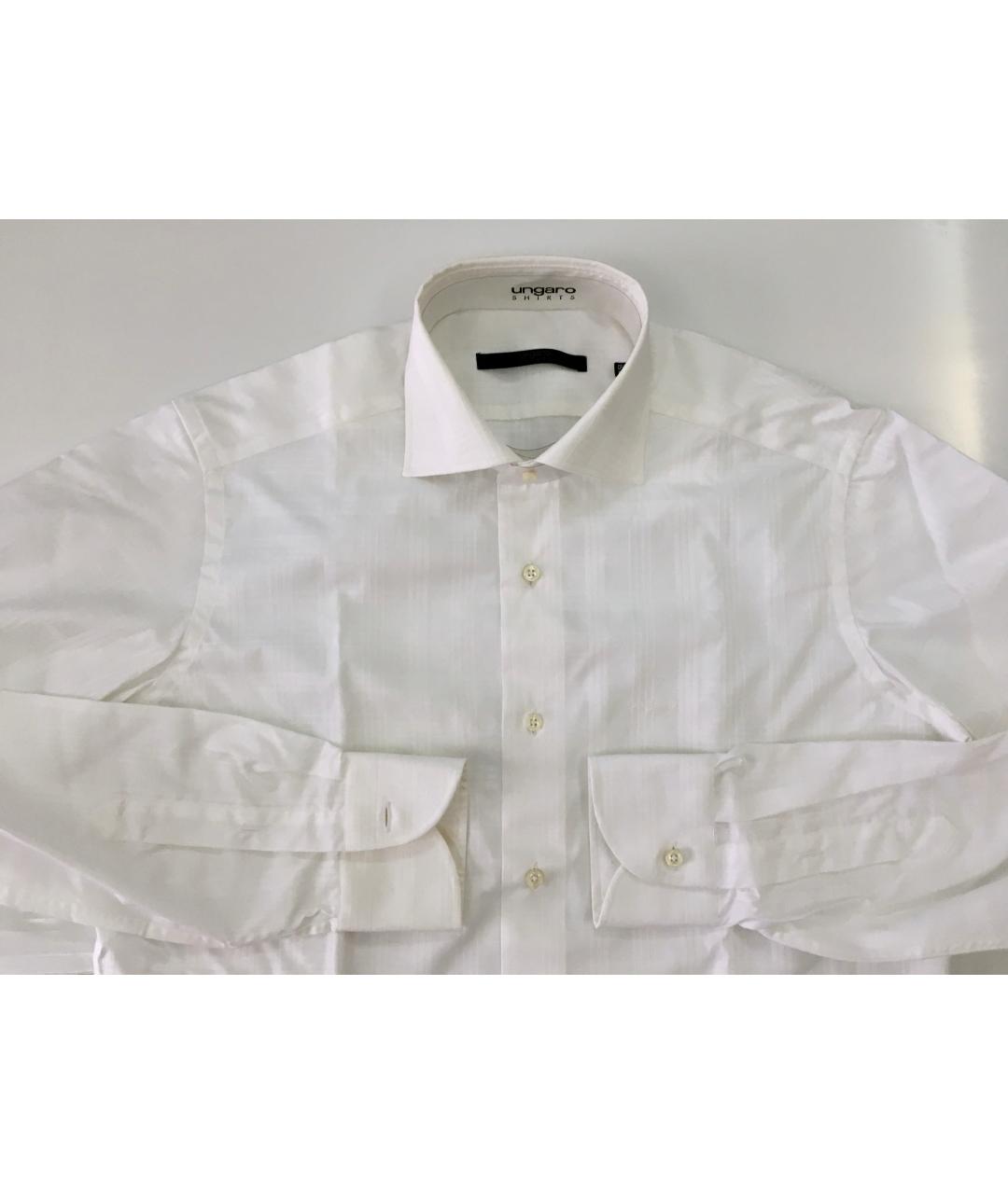 EMANUEL UNGARO Белая хлопковая классическая рубашка, фото 4