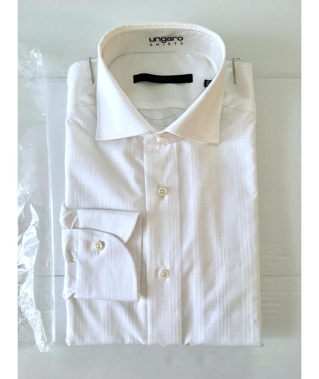 EMANUEL UNGARO Белая хлопковая классическая рубашка, фото 5