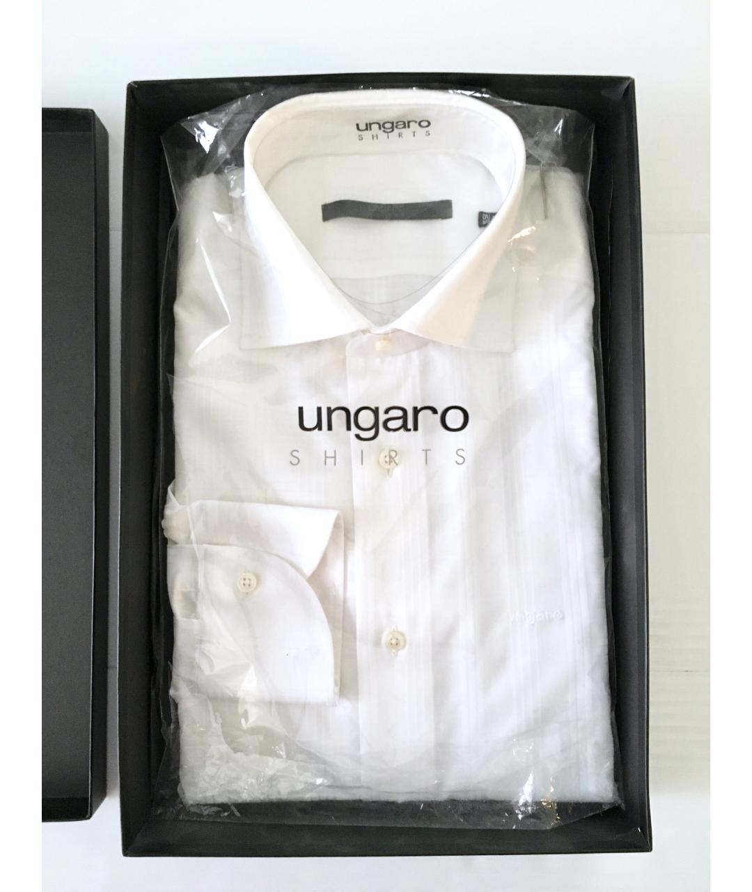 EMANUEL UNGARO Белая хлопковая классическая рубашка, фото 8