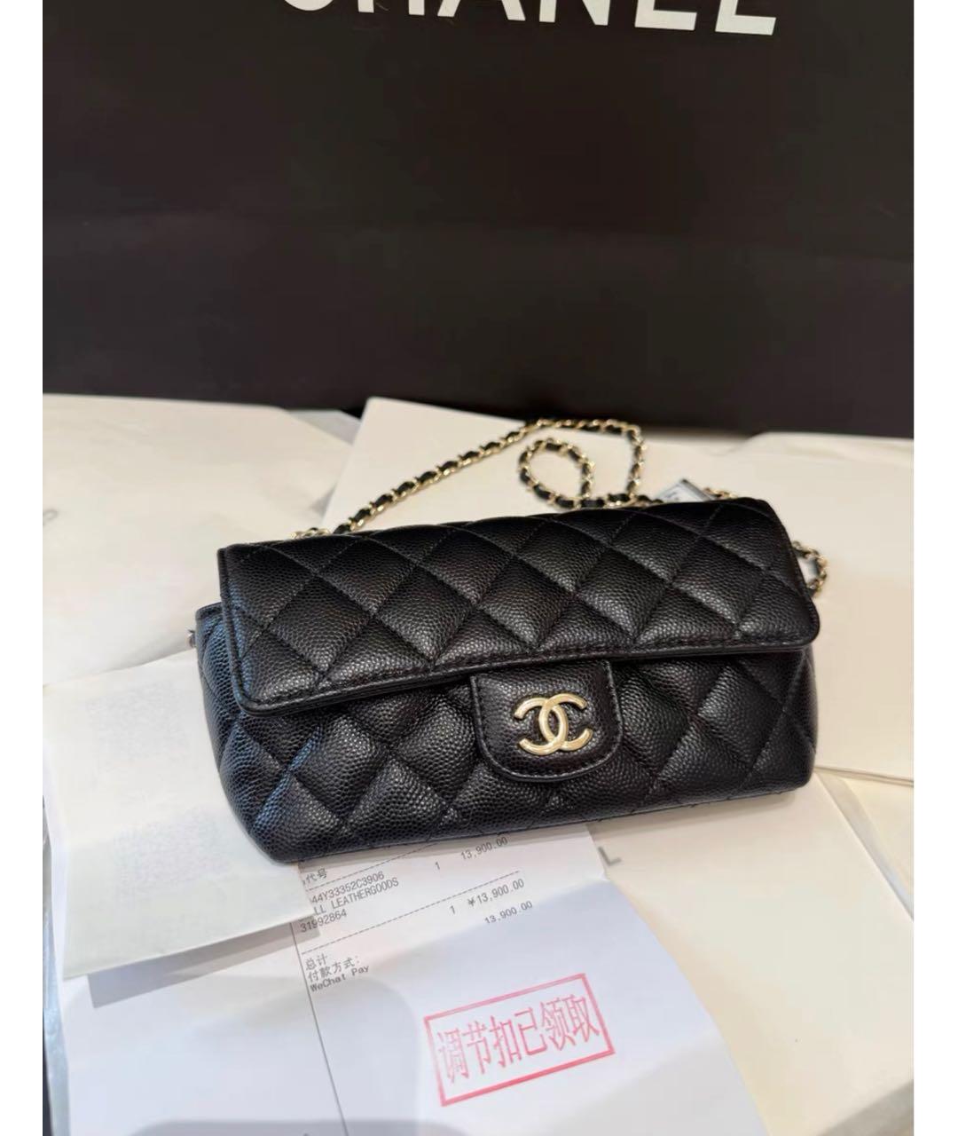 CHANEL Черная кожаная сумка через плечо, фото 4