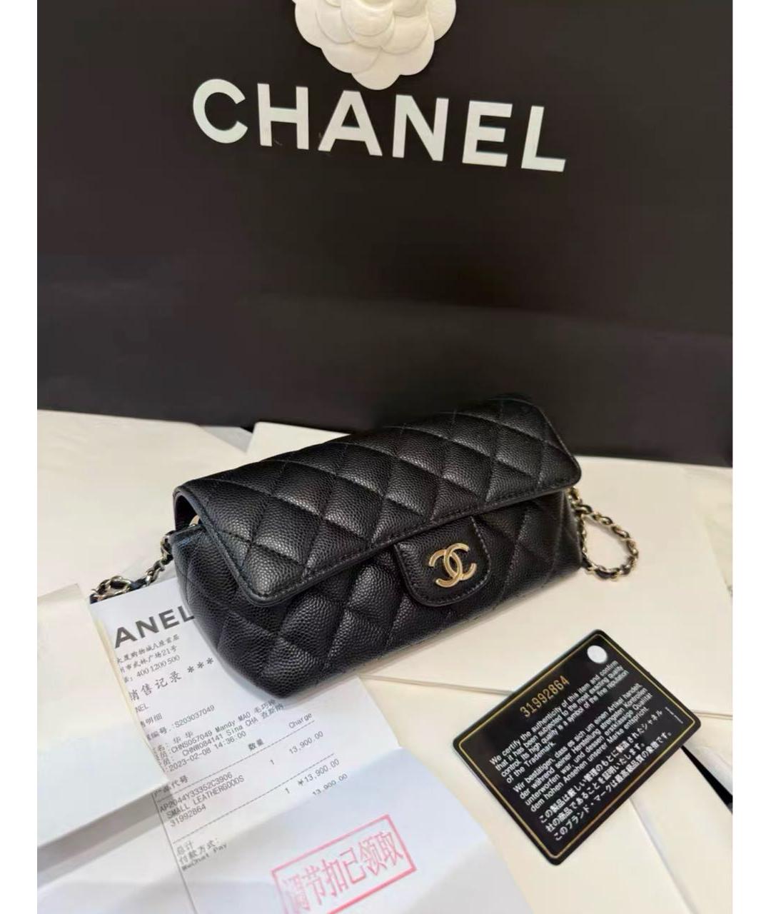 CHANEL Черная кожаная сумка через плечо, фото 2