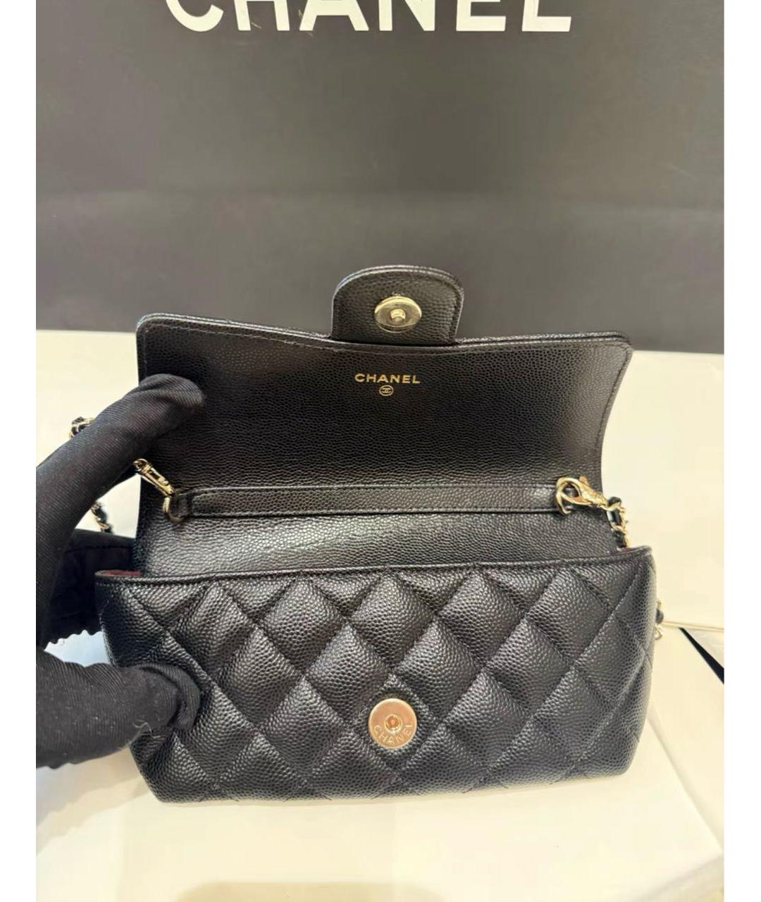 CHANEL Черная кожаная сумка через плечо, фото 3