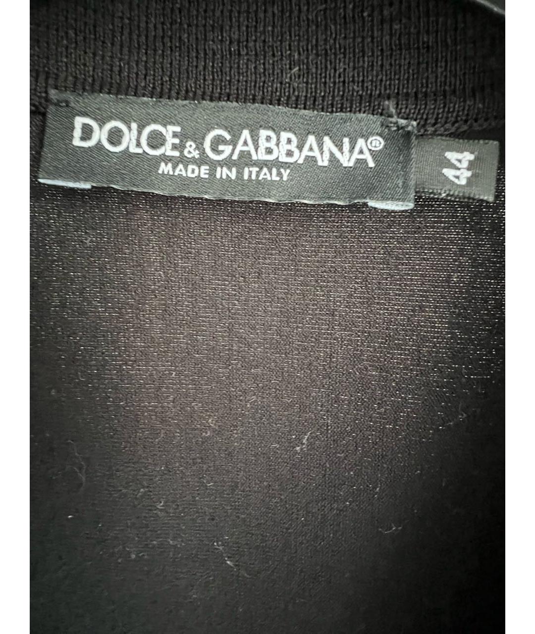 DOLCE&GABBANA Черная хлопко-эластановая футболка, фото 3