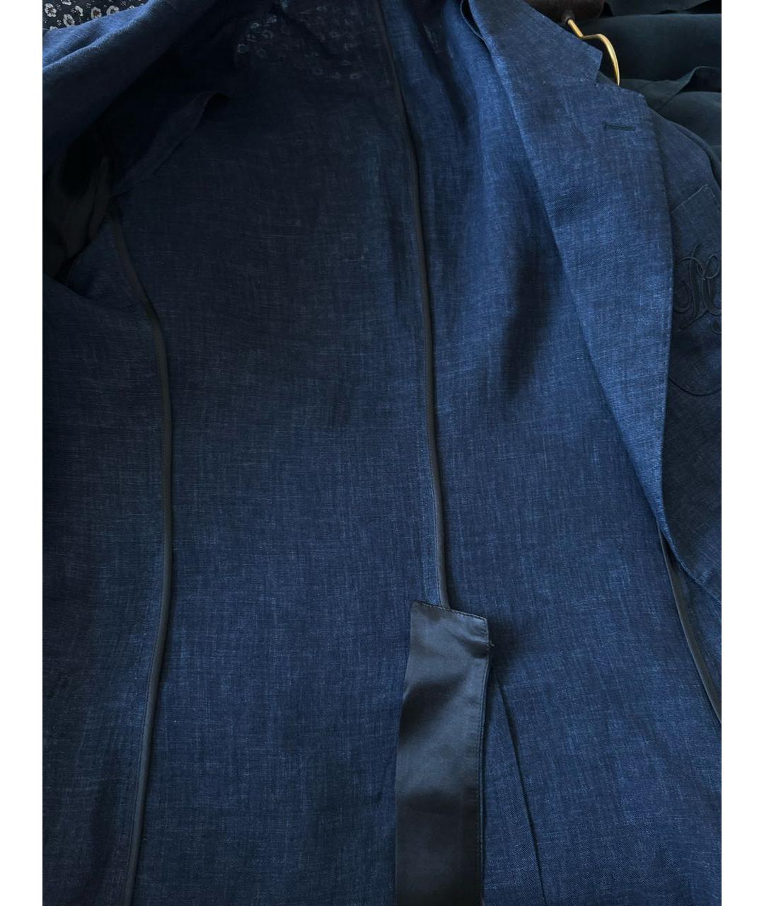 DOLCE&GABBANA Темно-синий льняной пиджак, фото 4