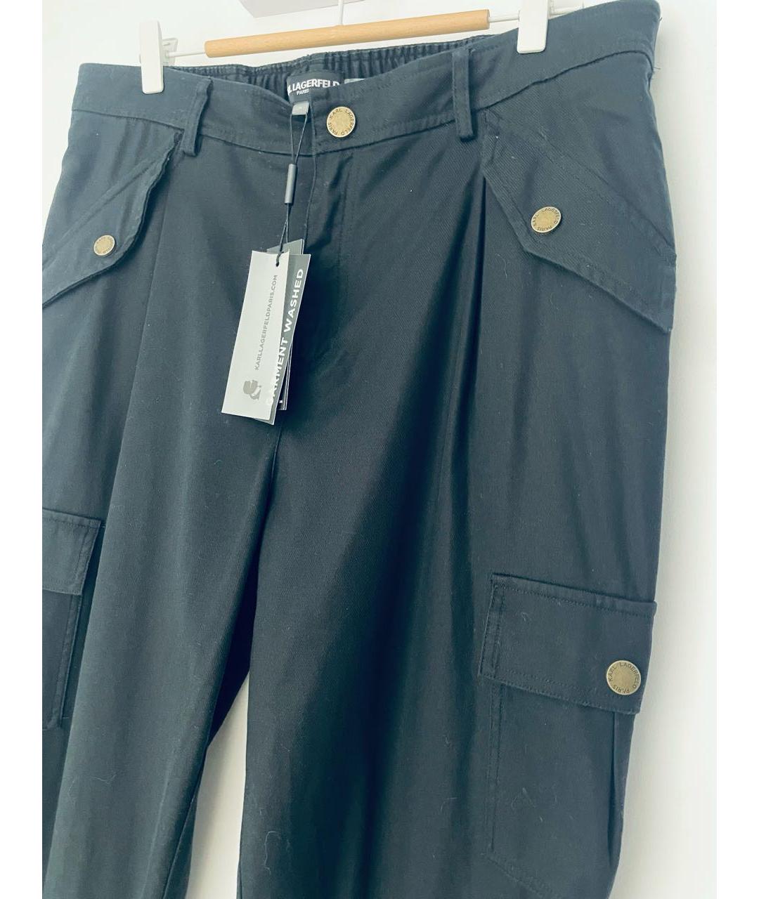 KARL LAGERFELD Черные хлопковые брюки широкие, фото 3