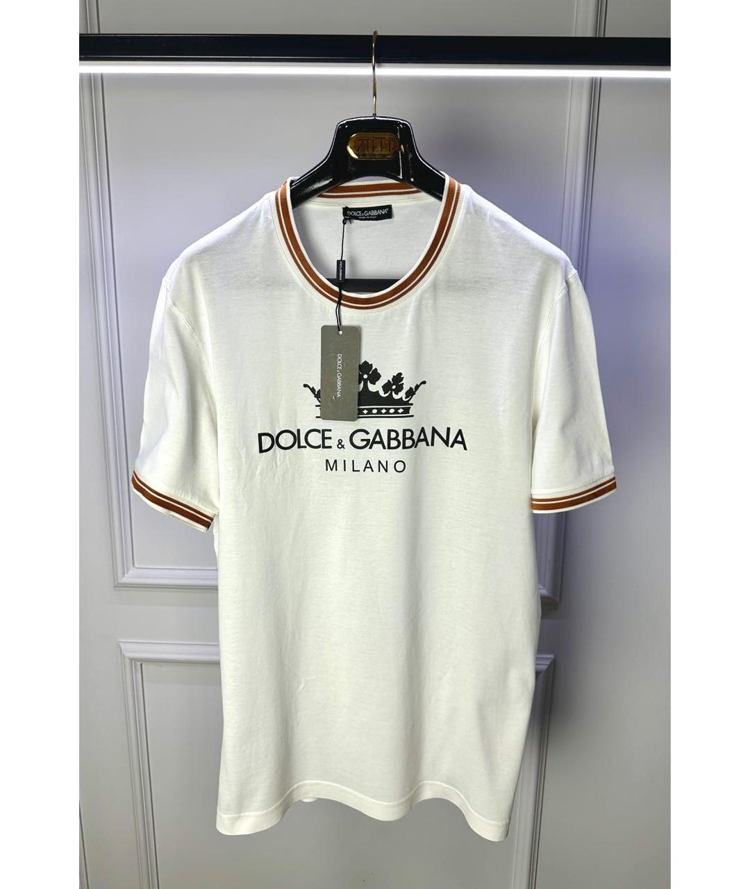 DOLCE&GABBANA Белая хлопковая футболка, фото 4