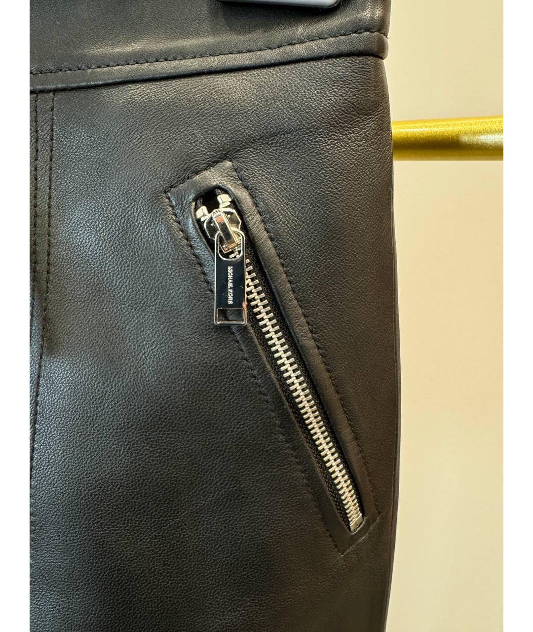 MICHAEL KORS Черная кожаная юбка миди, фото 6